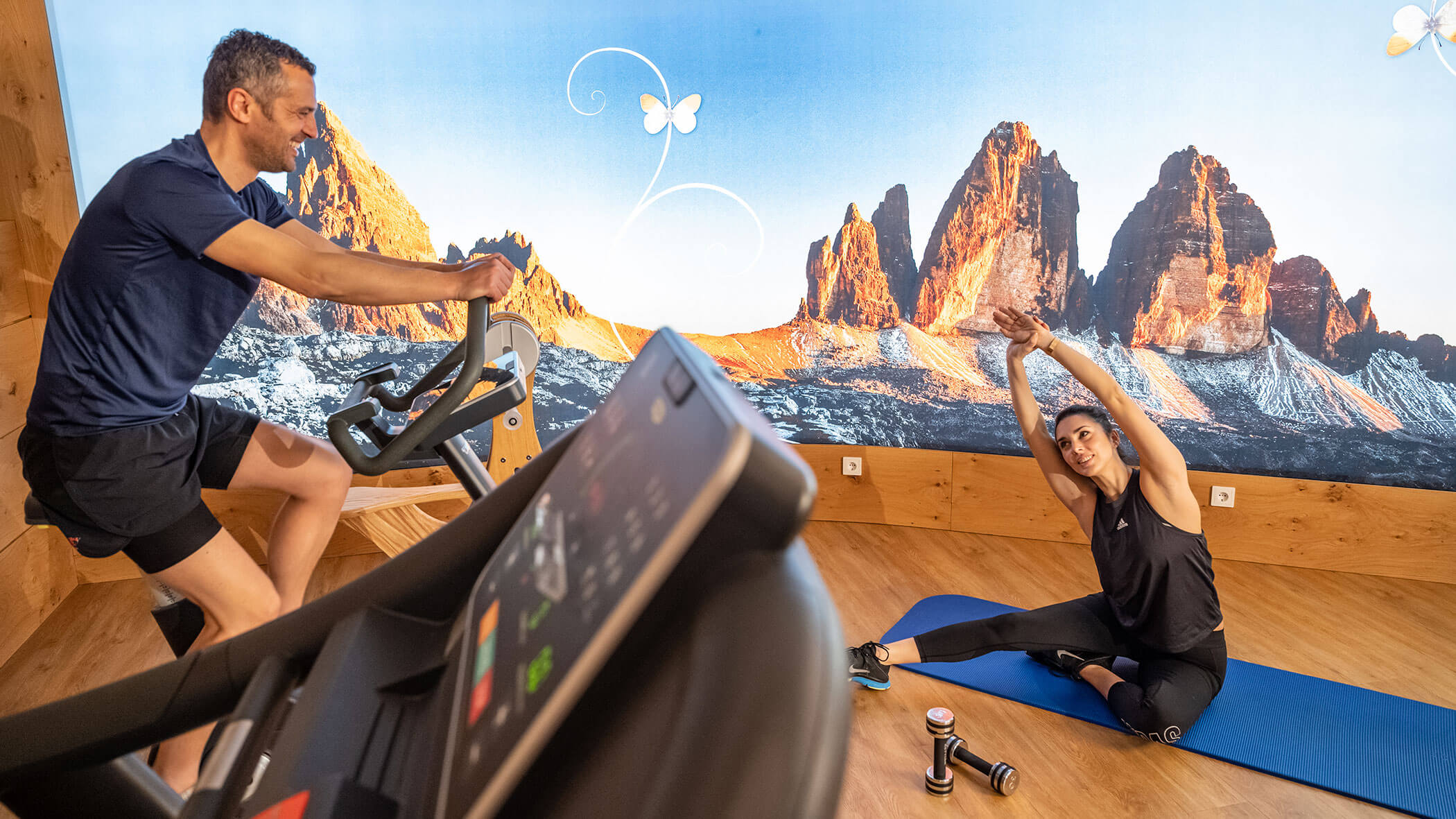 Couple at fitness - Hotel Mirabell Dolomites 5 star in Valdaora