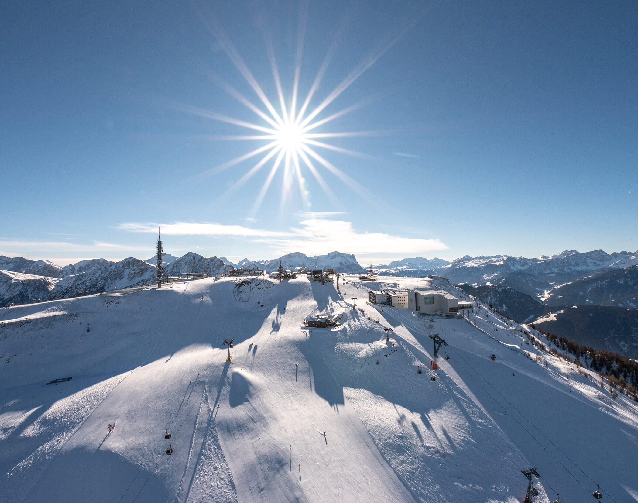 Ski area Plan de Corones from above - Hotel Mirabell Dolomites 5 star in Valdaora
